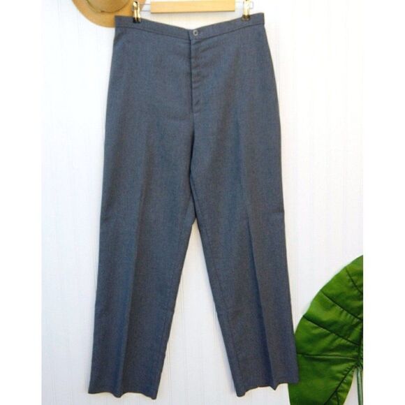 Vintage 70s Levi's Straight Leg Pants Plus Size XL 20 High Waist Rise Gray Poly - Picture 1 of 12